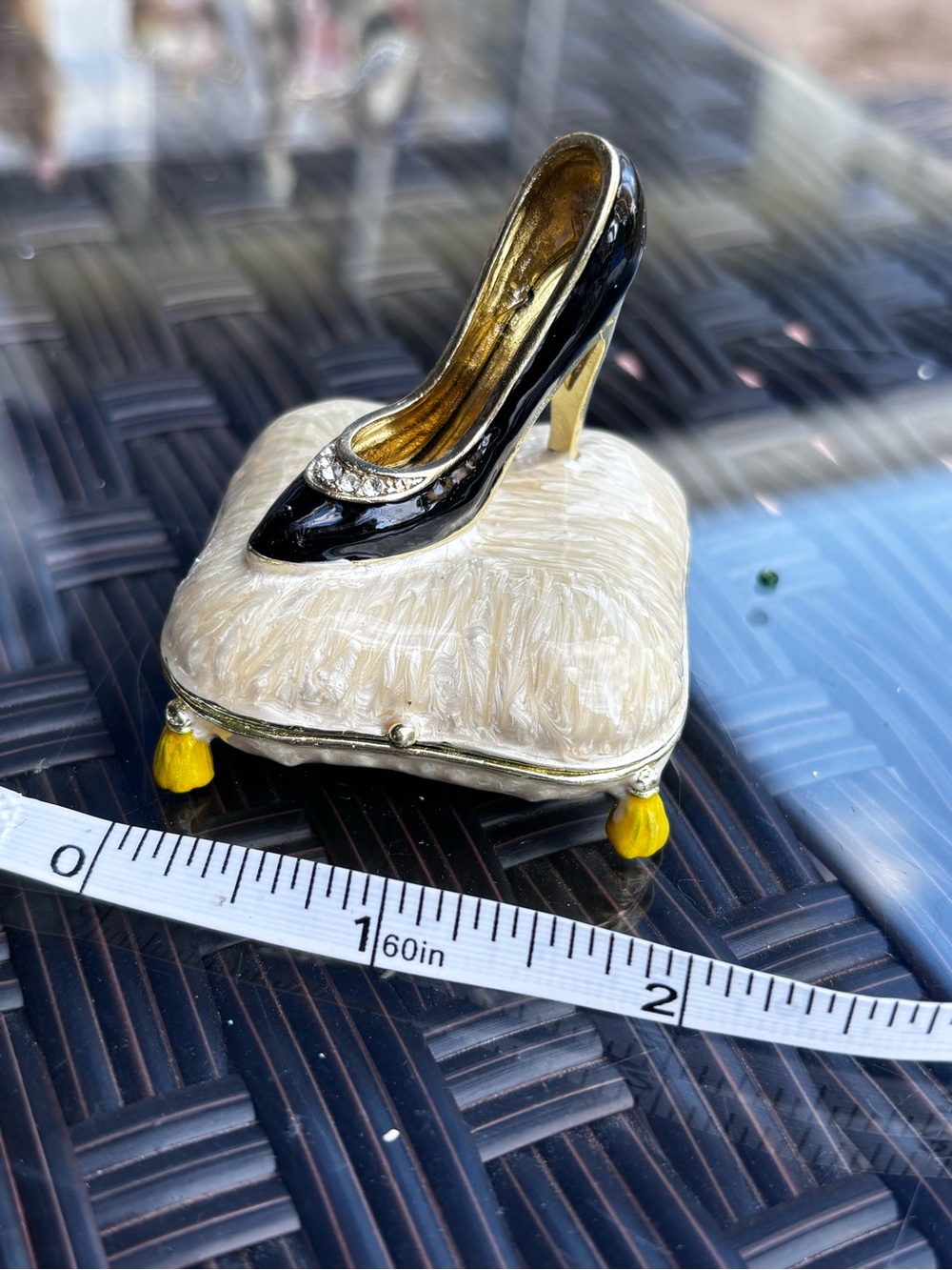 Black and Gold High Heel Trinket Box - Decorative Women Shoes Accent